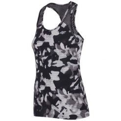 4F Damska Koszulka Sportowa H4Z17 tsdf001 Allover Czarno-Biały Xs. Czarne bluzki sportowe damskie marki 4f, xs, z tkaniny, na ramiączkach, na fitness i siłownię. W wyprzedaży za 56,00 zł.