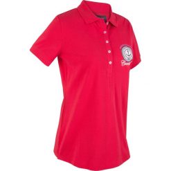 Shirt polo z bawełny pique z nadrukiem, krótki rękaw bonprix czerwony. Czerwone koszulki damskie bonprix, z nadrukiem, z bawełny, polo, z krótkim rękawem. Za 37,99 zł.