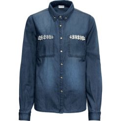 Bluzki damskie: Bluzka dżinsowa z perełkami bonprix ciemny denim