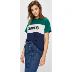 Levi's - Top. Brązowe topy damskie Levi's®, l, z nadrukiem, z bawełny, z okrągłym kołnierzem. Za 119,90 zł.