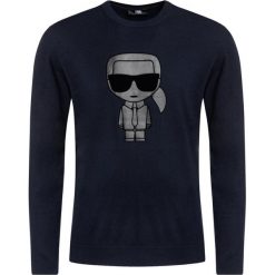 Sweter Karl Lagerfeld 655025 592305. Niebieskie swetry męskie KARL LAGERFELD, xxl, bez wzorów, z bawełny, klasyczne, z klasycznym kołnierzykiem, bez kaptura. W wyprzedaży za 369,00 zł.