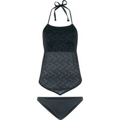 Tankini (2 części) bonprix czarny. Czarne stroje kąpielowe damskie bonprix, bez wzorów, z koronki. Za 29,99 zł.