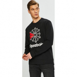 Reebok Classic - Bluza. Czarne bluzy męskie Reebok Classic, s, z nadrukiem, z bawełny, z okrągłym kołnierzem, bez rękawów, bez kaptura. W wyprzedaży za 189,90 zł.