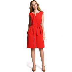 Czerwona Wyjściowa Sukienka bez Rękawów z Plisą. Czerwone sukienki balowe Molly.pl, do pracy, l, w paski, bez rękawów, midi, oversize. Za 138,90 zł.
