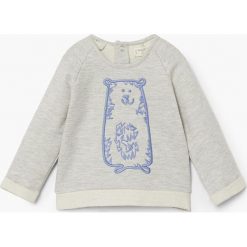 Mango Kids - Bluza dziecięca Bosque 62-80 cm. Szare bluzy dziewczęce Mango Kids, z nadrukiem, z bawełny, bez kaptura. W wyprzedaży za 35,90 zł.
