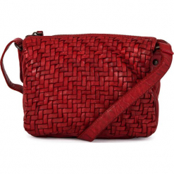 Skórzana torebka w kolorze czerwonym - 21 x 16 x 7 cm. Czerwone torebki klasyczne damskie neropantera, w paski, z materiału. W wyprzedaży za 272,95 zł.