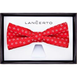 Mucha Czerwona Mikrowzór. Czerwone muszki męskie LANCERTO, bez wzorów, z dzianiny, eleganckie. Za 79,90 zł.