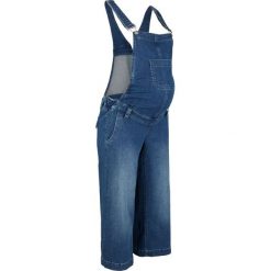 Dżinsy ciążowe ogrodniczki culotte bonprix niebieski "stone". Niebieskie jeansy damskie bonprix, moda ciążowa. Za 109,99 zł.