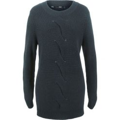 Sweter w warkocze, długi rękaw bonprix czarny. Czarne swetry damskie bonprix, bez wzorów, z długim rękawem, długie, bez kaptura. Za 54,99 zł.
