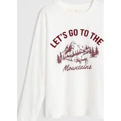 Mango Kids - Longsleeve dziecięcy Mount 110-164 cm. Białe t-shirty chłopięce Mango Kids, z nadrukiem, z bawełny, bez rękawów. Za 45,90 zł.