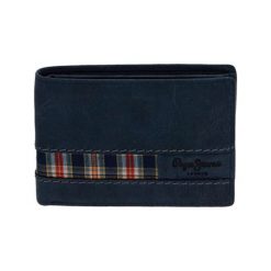 Portfele męskie: Skórzany portfel w kolorze niebieskim – (S)11 x (W)7,6 cm