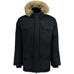 Kurtka zimowa w kolorze czarnym. Czarne płaszcze męskie Canadian Peak, na zimę, xxl, z aplikacjami, bez kaptura. W wyprzedaży za 327,95 zł.