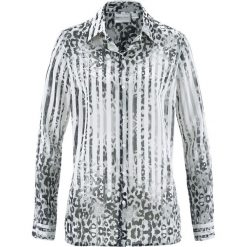 Bluzka z nadrukiem bonprix biało-czarny z nadrukiem. Białe bluzki longsleeves bonprix, z nadrukiem, z materiału. Za 37,99 zł.