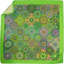 Zielona poszetka w geometryczne kwiaty E247. Zielone poszetki męskie Modini Moda Męska, w kwiaty, casualowe. Za 29,70 zł.