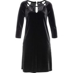 Sukienka shirtowa z aksamitu bonprix czarny. Czarne sukienki damskie bonprix, bez wzorów, bez kołnierzyka, bez rękawów. Za 89,99 zł.