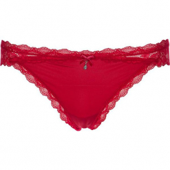 Stringi "Noelle" w kolorze czerwonym. Czerwone stringi damskie marki LASCANA, w koronkowe wzory, z koronki. W wyprzedaży za 45,95 zł.