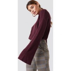 NA-KD Krótki sweter z dzianiny z długim rękawem - Purple. Fioletowe swetry klasyczne damskie marki NA-KD, z dzianiny. Za 121,95 zł.
