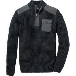 Sweter ze stójką Slim Fit bonprix antracytowy melanż. Szare swetry męskie marki bonprix, s, bez wzorów, z dzianiny, ze stójką, bez kaptura. Za 109,99 zł.