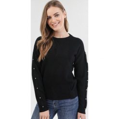 Czarny Sweter Ginoryera. Czarne swetry damskie Born2be, xl, bez wzorów, bez rękawów, bez kaptura. Za 89,99 zł.