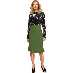 Spódnica z falbaną - zielona. Zielone spódniczki damskie Moe, s, bez wzorów, ołówkowe. Za 125,00 zł.