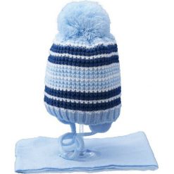 Czapka dziecięca z szalikiem CZ+S 020A. Niebieskie czapeczki niemowlęce Proman. Za 44,66 zł.