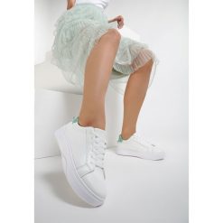 Biało-Miętowe Sneakersy Heliteia. Białe sneakersy damskie Renee. W wyprzedaży za 64,99 zł.