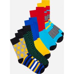 Wzorzyste skarpety z bawełną 5 pack - Żółty. Żółte skarpetki męskie Reserved, bez wzorów, z bawełny. Za 39,99 zł.