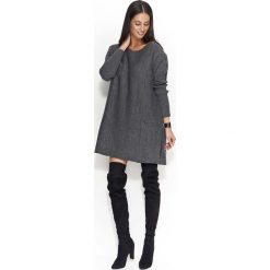Grafitowy Oversizowy Sweter z Kieszeniami. Szare swetry damskie Molly.pl, uniwersalny, bez wzorów, z jeansu, z długim rękawem, długie, bez kaptura. Za 99,90 zł.