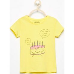 Bluzki, topy, tuniki: T-shirt z wesołym nadrukiem – Żółty