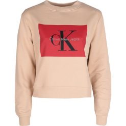 Calvin Klein Bluza "True Icon". Bluzy damskie Calvin Klein, z nadrukiem, z bawełny, z krótkim rękawem, krótkie, bez kaptura. Za 249,00 zł.