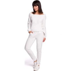 Ecru Nierozpinana Bluza z Wiązaniem. Szare bluzki damskie Molly.pl, s, bez wzorów, z dzianiny, eleganckie, bez kołnierzyka, bez rękawów. Za 109,90 zł.