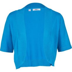 Bolerko dzianinowe bonprix niebieski morski. Niebieskie żakiety damskie bonprix, bez wzorów, z dzianiny, bez rękawów. Za 64,99 zł.