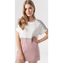 Biało-Różowa Bluzka Auramara. Białe koszule damskie Born2be, xl, bez wzorów, bez kołnierzyka, bez rękawów. W wyprzedaży za 49,99 zł.