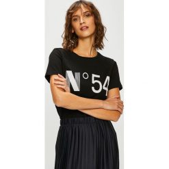 Only - Top. Czarne bluzki z odkrytymi ramionami marki ONLY, s, z nadrukiem, z bawełny, z okrągłym kołnierzem. W wyprzedaży za 34,90 zł.