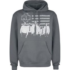 Bluzy męskie: Rammstein Logo & Stripes Bluza z kapturem szary