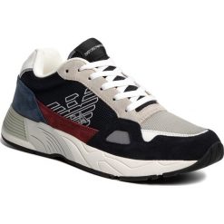 Sneakersy EMPORIO ARMANI - X4X245 XL697 C802 Navy/Off White. Niebieskie sneakersy męskie Emporio Armani, na co dzień, bez wzorów, z zamszu, bez zapięcia. W wyprzedaży za 549,00 zł.