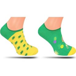 Ananasowe Stopki -MORE- Męskie, Dwie Różne Krótkie Skarpetki w Owoce, Casualowe SKMORE027098ananas. Żółte skarpetki męskie More, bez wzorów, z tkaniny. Za 12,90 zł.