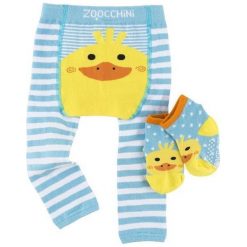 Legginsy i Skarpetki Kaczka 12-18 miesięcy. Szare spodnie niemowlęce marki Zoocchini. Za 61,09 zł.