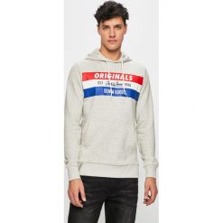 Jack & Jones - Bluza. Szare bluzy męskie Jack & Jones, xl, z nadrukiem, z bawełny, z kapturem, bez rękawów, z kapturem. W wyprzedaży za 69,90 zł.