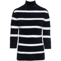 Sweter w paski bonprix czarno-biel wełny w paski. Czarne swetry damskie bonprix, na zimę, w paski, z wełny, z długim rękawem, długie, bez kaptura. Za 44,99 zł.