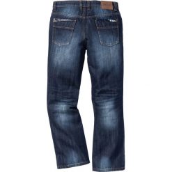 Dżinsy Regular Fit Bootcut bonprix ciemnoniebieski "used". Niebieskie jeansy męskie bonprix, m, z aplikacjami, klasyczne. Za 109,99 zł.