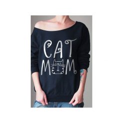 Cat mom czarna max z. Czarne bluzy damskie One mug a day, s, z nadrukiem, z bawełny, bez rękawów, bez kaptura. Za 139,00 zł.