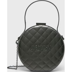 Love Moschino - Torebka. Szare kuferki damskie Love Moschino, w paski, z materiału, na ramię, małe, pikowane, bez dodatków. W wyprzedaży za 399,90 zł.
