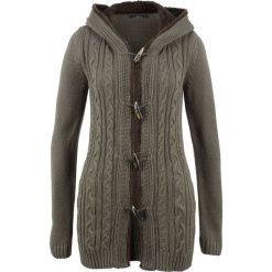 Sweter rozpinany z guzikami kołkami bonprix ciemnooliwkowy. Zielone swetry rozpinane damskie bonprix. Za 149,99 zł.
