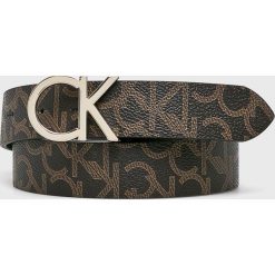 Calvin Klein - Pasek. Brązowe paski damskie marki Calvin Klein, w paski, ze skóry ekologicznej. Za 229,90 zł.