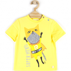 Koszulka. Żółte t-shirty chłopięce marki HERO ANIMALS, z aplikacjami, z elastanu, z długim rękawem. Za 24,90 zł.