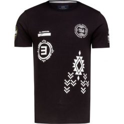 T-shirt LA MARTINA OVNI. Czarne t-shirty męskie La Martina, z nadrukiem, z bawełny, z okrągłym kołnierzem. Za 380,00 zł.