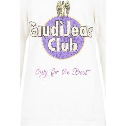Bluza Gaudi Jeans. Białe bluzki damskie Gaudi, bez wzorów, z jeansu, bez rękawów, bez kaptura. Za 379,00 zł.