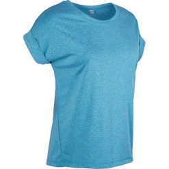 Shirt funkcyjny sportowy, krótki rękaw bonprix ciemnoturkusowy melanż. Niebieskie bluzki sportowe damskie bonprix, bez wzorów, bez kołnierzyka, z krótkim rękawem, krótkie, bez kaptura. Za 59,99 zł.