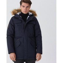 Parka z futrzanym kapturem - Granatowy. Niebieskie parki damskie House, s, bez wzorów, z futra. Za 229,99 zł.